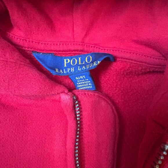 Polo Ralph Lauren red long sleeve full zip toddler hoodie sweatshirt SIZE 4T - Picture 3 of 5